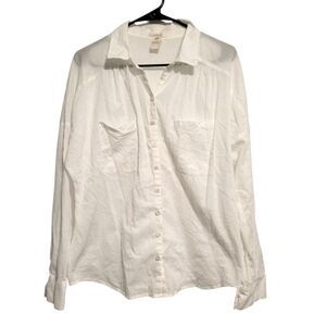 Sundance White Cotton Button Up Top Size 14